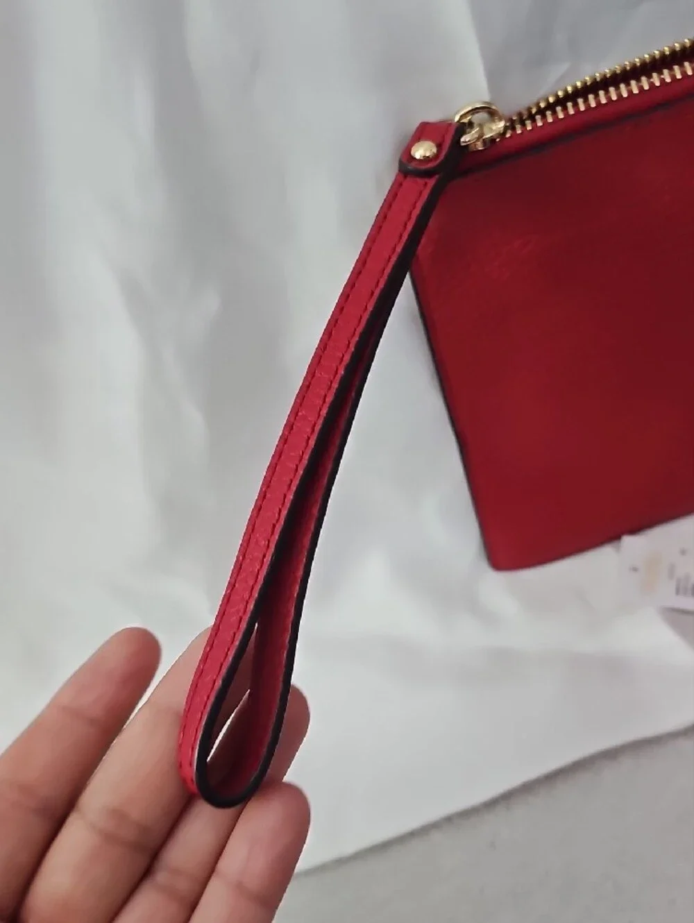 Michael Kors Red Pebbled Leather Wristlet Clutch with Gold Logo